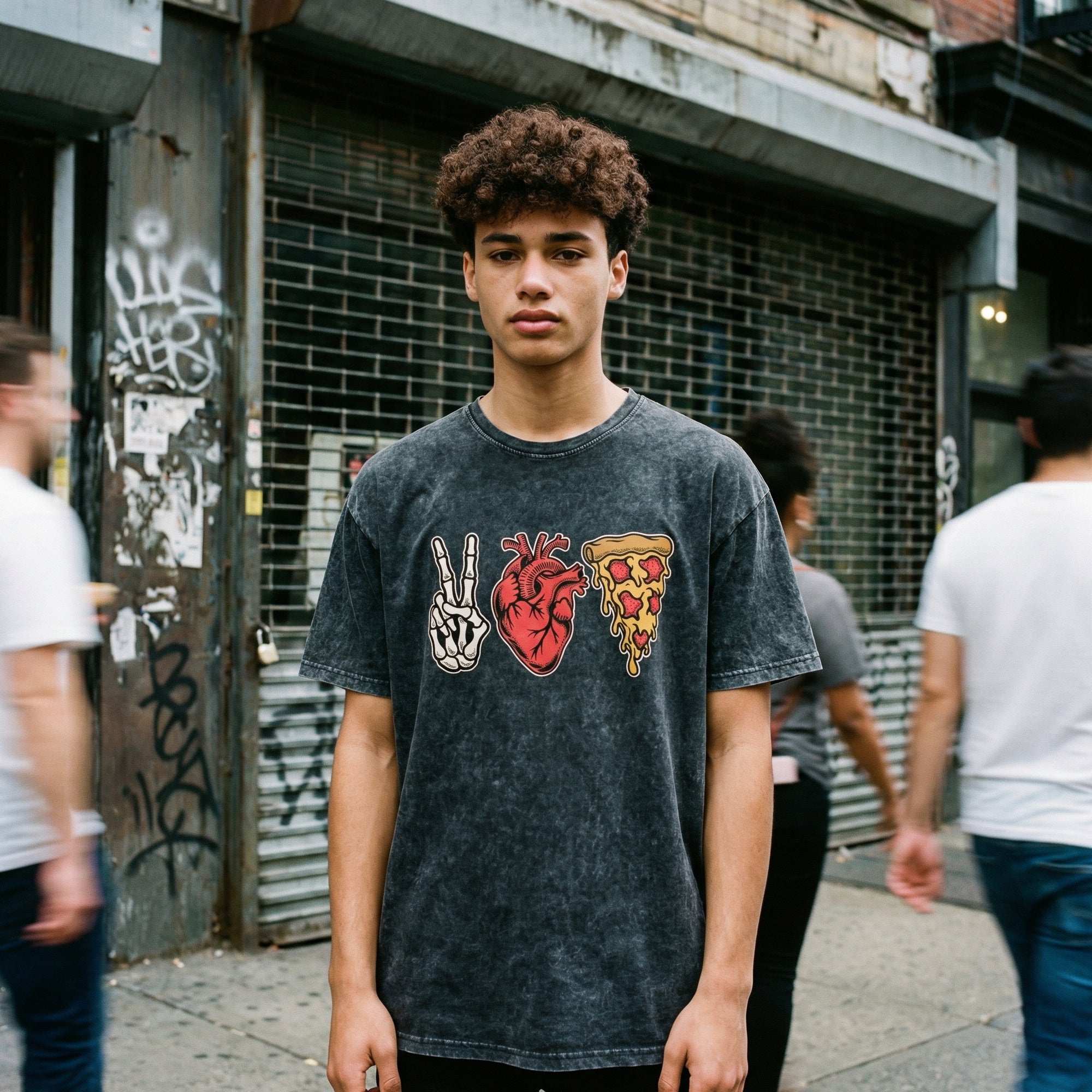 Peace, Love & Pizza Vintage Wash Tee