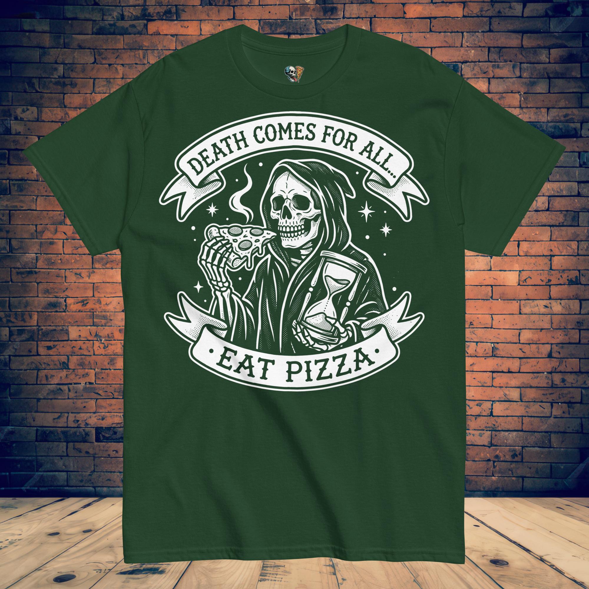 Death Comes For All Tee – Skeleton Pizza Supply Co.