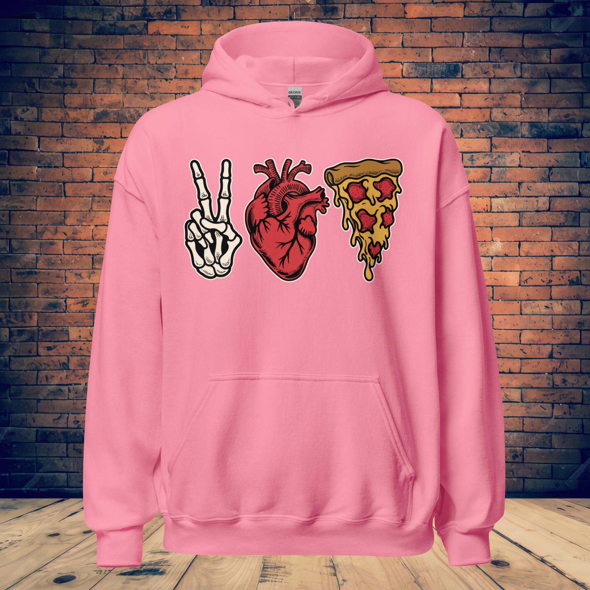 Peace, Love & Pizza Hoodie – Skeleton Pizza Supply Co.