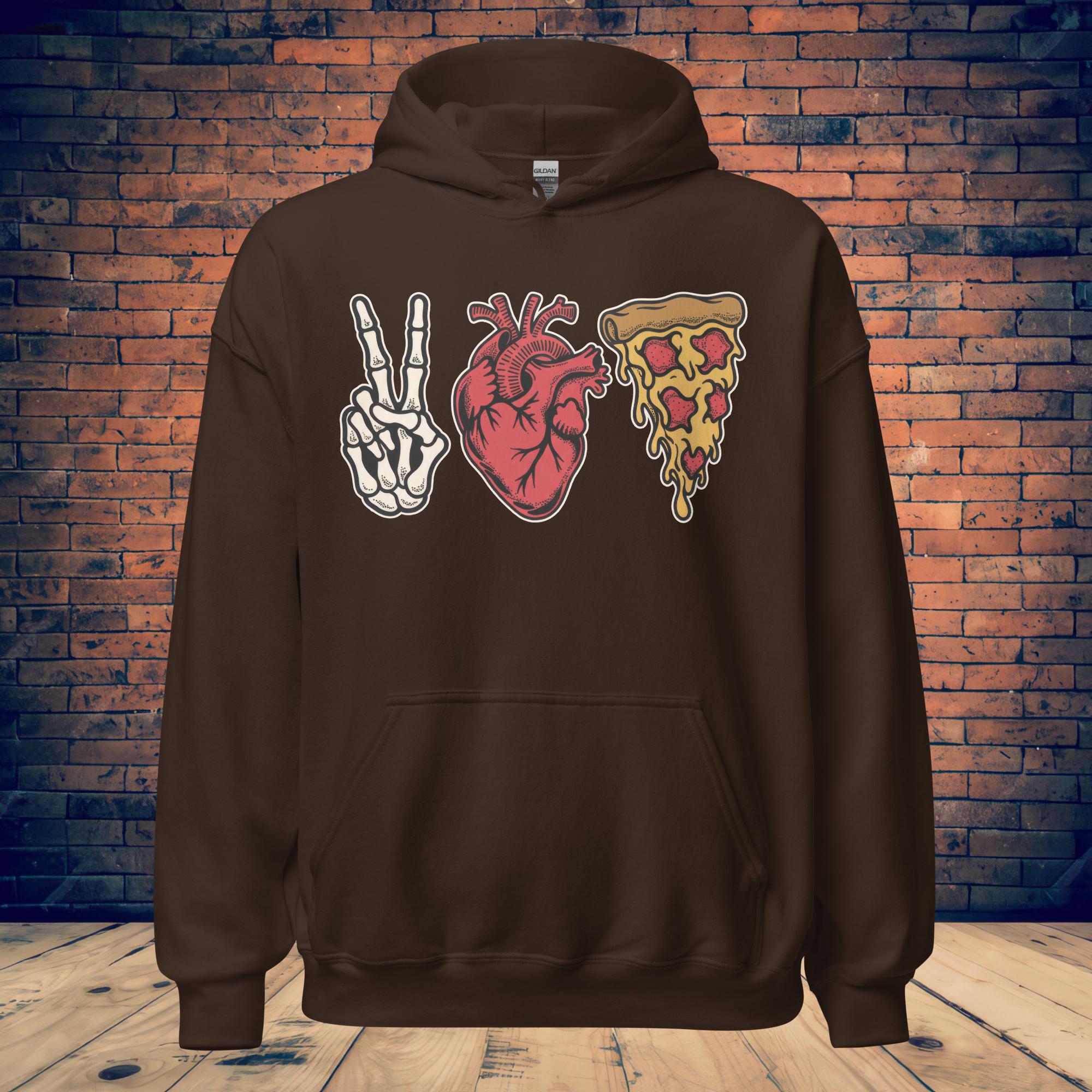 Peace, Love & Pizza Hoodie – Skeleton Pizza Supply Co.