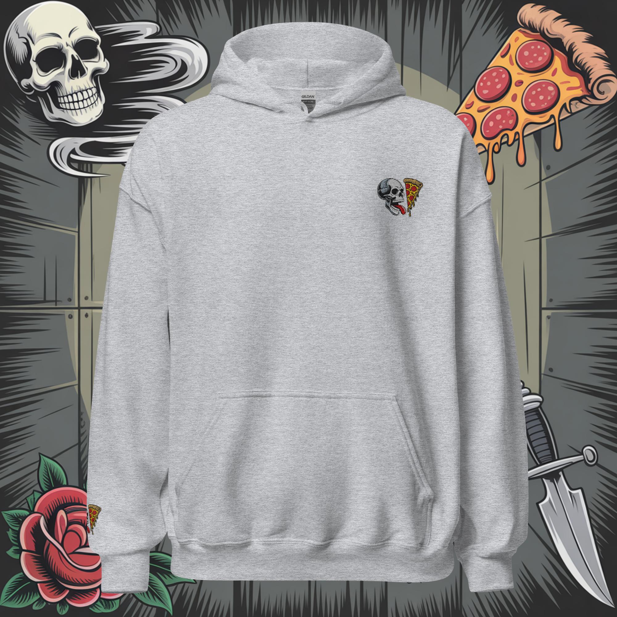 Skull Slice Embroidered Pullover Hoodie – Skeleton Pizza Supply Co.